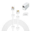 Picture of YOLISTIC 30 Feet Telephone Cable(RJ11 6P4C Plug) Include 1 in-Line Couplers(Double RJ11 6P4C Female) and 20 Cable Clips, White