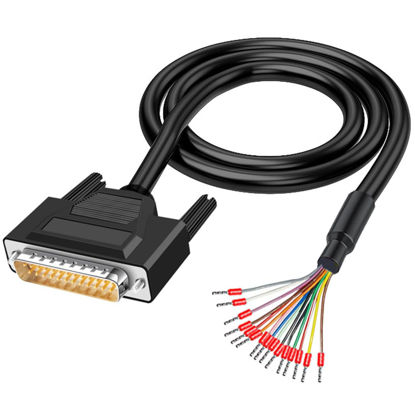 Picture of Willwewon 10Ft 3m 26AWG DB25 Male RS232 25 Pin Serial Extension Cable, RS232 D-SUB DB25 Serial to 25 Bare Wire Breakout Board Connector