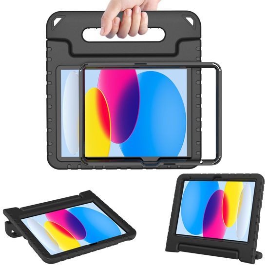 Picture of AVAWO Kids Case for iPad 10th Generation,10.9 Inch 2022, Cover for i Pad 10th with Built-in Screen Protector, Durable Shockproof Lightweight Protective Handle Stand 10.9" 10 Gen Child Toddlers, Black