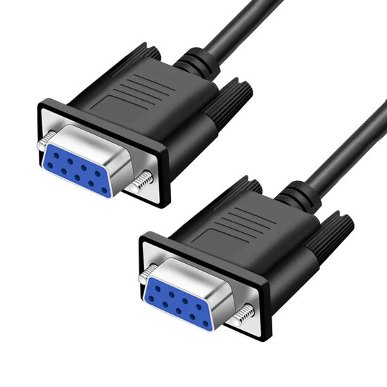 Picture of YIOVVOM DB9 RS232 Serial Extension Cable Female to Female 9 Pin DB9 Cord Straight Through 9 pin serial connector Black 10FT