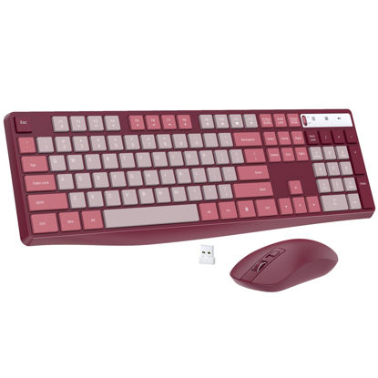 Picture of Wireless Keyboard and Mouse Combo, Lovaky 2.4G Full-Sized Ergonomic Keyboard Mouse, 3 DPI Adjustable Cordless USB Keyboard and Mouse, Quiet Click for Computer/Laptop/Windows/Mac (1 Pack, Rose)