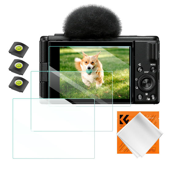 Picture of K&F Concept [3pcs Screen Protector for Sony ZV-1/ZV-1 II/ZV-E10 Camera & Hot Shoe Cover, Ultra Clear Tempered Glass Screen Protector, Anti Scratch Bubble Free Ultra Resistant(Not for ZV-E10 II)
