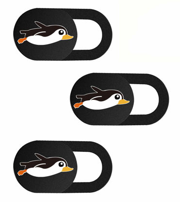 Picture of SIREG Webcam Cover Slide 0.027in Ultra Thin Web Camera Cover for Laptops Smartphone PC Tablets for Protecting Your Privacy Security (Penguin - Black & 3 Pack)