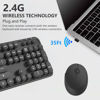Picture of Wireless Keyboard and Mouse Combo, Retro Typewriter Style Keyboard with Round Keycaps, 2.4GHz Dropout-Free Connection Mouse with,Computer PC Desktops Laptop WindowsxP/7/8/10 (Black)