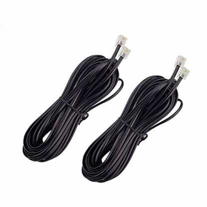 Picture of Uvital 50 Feet Telephone Landline Extension Cord Cable Line Wire with Standard RJ-11 6P4C Plugs(Black 15.3M,2Pack)