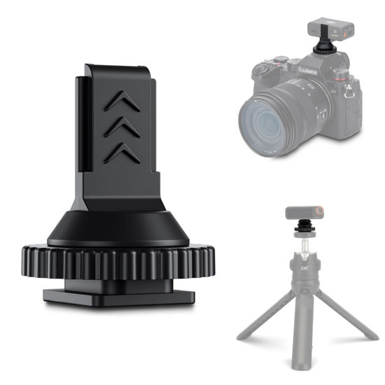 Picture of JJC Cold Shoe Mount Adapter for DJI Mic 2 with 1/4" Screw, DJI Mic 2 Camera Adapter Compatible with Canon Nikon Sony Cameras Tripod Camera Cage for Vlogging Video Recording