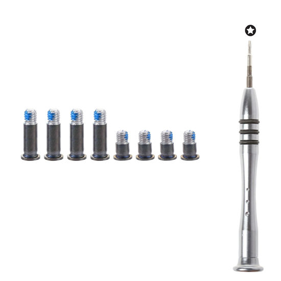 Picture of Bfenown Replacement 8 pcs Bottom Case Cover Screw Screws + Screwdriver for Macbook Pro M1 M2 M3 Pro/Max Retina 14'' A2442 A2779 A2992 A2918, 16'' A2485 A2780 A2991 2021-2023 Year (Gray)
