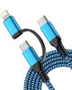 Picture of USB C to Lightning&USB C Cable, [2-in-1/6ft] USB C Multi Charging with Apple Lightning/Type C Port iPhone Charger Cord Fast Charging for iPhone 16 15 14 13 12 Pro Max Mini, iPad, iPod, Samsung, Google