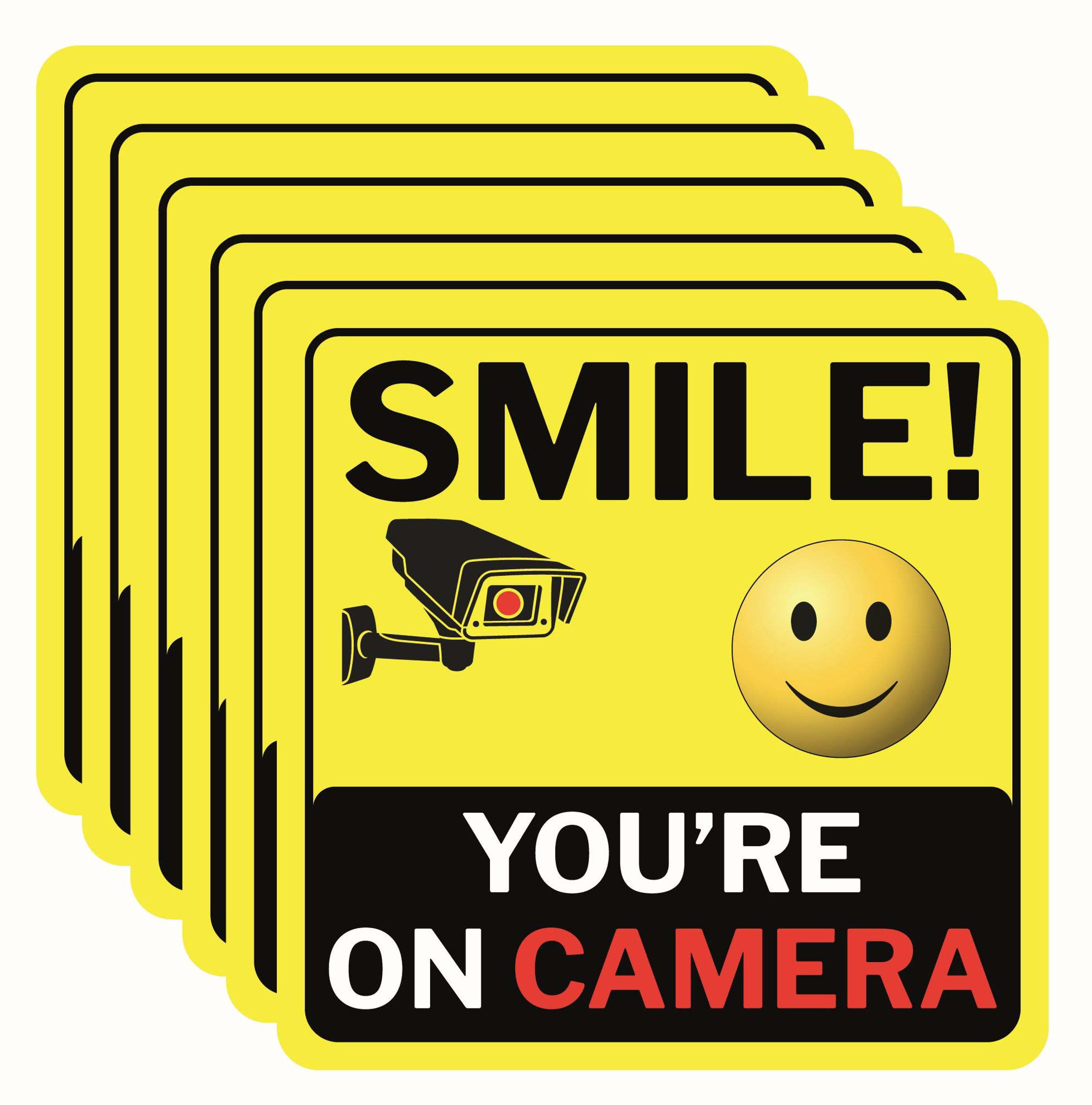 GetUSCart- Smile You're On Camera Sign, Double-Sided 6 Pack 6