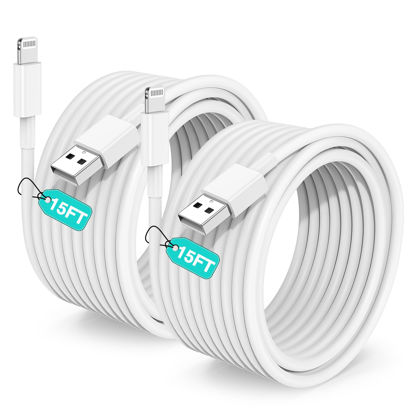 Picture of Hcoob 15 FT iPhone Charger Cord Extra Long, [Apple MFi Certified] Lightning Cable 5M, 2.4A Long iPhone Charger Cable Fast Charging Cable 15 Foot for iPhone 14/14pro/13/12/11/11Pro/X/XR/XS Max/8-White