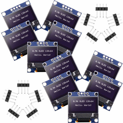 Picture of Frienda 10 Pieces I2C OLED Display Module OLED Display Screen Driver IIC I2C Tabellone Seriale con Display Auto-Luminoso Compatible with Arduino/Raspberry PI