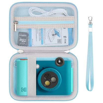 Picture of Supmay Hard Carrying Case for KODAK Smile+ Wireless Digital Instant Print Camera, Photo Printer Travel Storage Holder, Zipper Mesh Pocket for USB Cable, Zink Photo Paper, SD Card, Blue