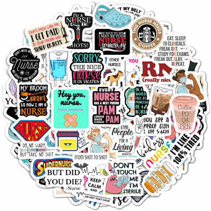 Picture of 100Pcs Funny Nurse Stickers, Funny Nurse Gifts, Nursing Stickers, Laptop and Phone, Nurse Week Gifts, Medical Decals for Computer, Cups, Planner Laptop Decals