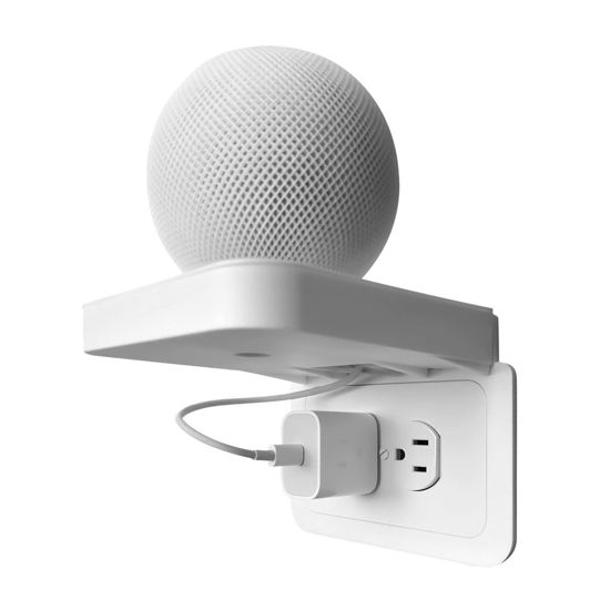Picture of BELIEFLUO Wall Outlet Shelf,Bathroom Wall Shelves with Cord Storage,Smart Home Organizer,Wall Mount for Google Home,Homepod Mini,Echo DOT,Smartspeakers,Toothbrush (Standard-Horizontal)