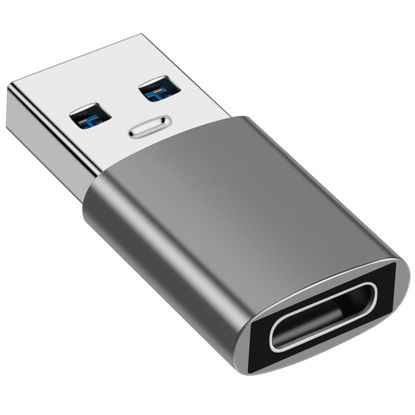 Picture of USB to USB C Adapter, USB C Female to USB 3.1 Male Adapter, USB Type C to USB A Adapter Compatible with iPhone 11 12 13 14 Pro Max, Samsung Galaxy S22 S21 S20, MacBook, PC, Laptop (Grey)
