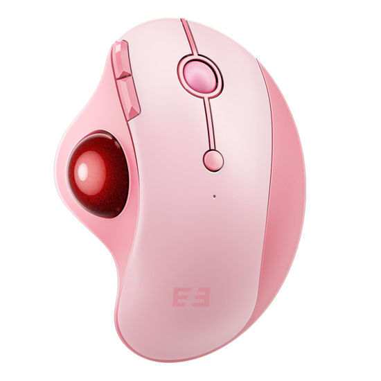 Picture of Wireless Trackball Mouse, Bluetooth Ergonomic Mouse - Rollerball Mouse Rechargeable Multi Devices USB/Bluetooth Connection Thumb Control Mouse Compatible for Mac/Android/Windows Computers, Pink