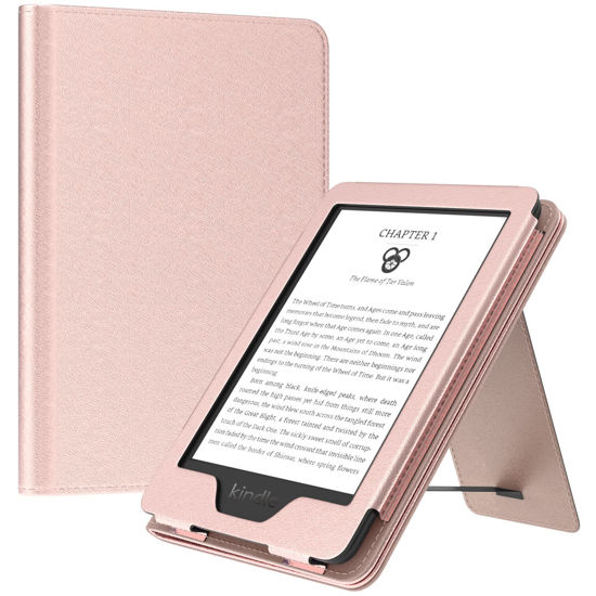 Picture of MoKo Case Fits All-New 6" Kindle (11th Generation, 2024/2022 Release)/ Kindle (10th Gen,2019)/Kindle (8th Gen, 2016), Ultra Lightweight PU Shell Cover with Auto Wake/Sleep for Kindle 2024, Rose Gold