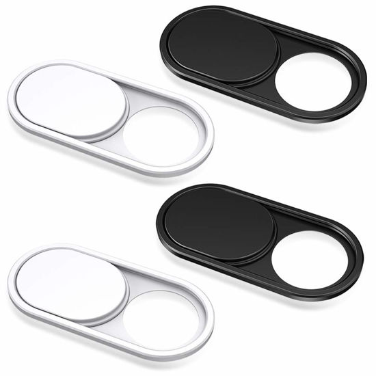 Picture of CloudValley Webcam Cover Slide, 0.023in Camera Cover Fit for Laptops, iMac, iPad, PC/Computer, Tablets, Ultra-Thin Web Blocker Protecting Your Privacy [2 Black+2 White]