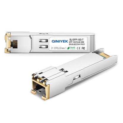 Picture of QINIYEK SFP to RJ45 Copper Module, 10Gbase-T SFP+ Copper Ethernet Gbic Compatible for Cisco,Meraki,Ubiquiti,D/TP Link,Supermicro,Netgear,Broadcom, CAT.6a/CAT7 Cable; 30m