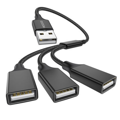 Picture of MOGOOD 3 in 1 USB Splitter Cable, USB Power Splitter 1 Male to 3 Female USB 2.0 Adapter 1 to 3 USB Splitter USB Extension Cable USB multiport for Charging/Data Transfer/Laptop/Mac