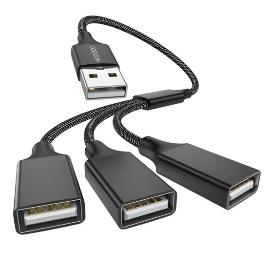 Picture of MOGOOD 3 in 1 USB Splitter Cable, USB Power Splitter 1 Male to 3 Female USB 2.0 Adapter 1 to 3 USB Splitter USB Extension Cable USB multiport for Charging/Data Transfer/Laptop/Mac