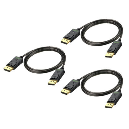 Picture of UVOOI DisplayPort to DisplayPort Cable 3-Pack, 6 Feet, 4K Display Port DP to DP Cord 6FT [4K@60Hz, 2K@165Hz, 2K@144Hz] Compatible with All Display Port Devices