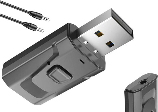 Picture of FENGHAISHUN USB BT5.0 Adapter 4 in 1 Wireless Stereo Audio Adapter Receiver Transmitter with 3.5mm AUX Cable for Speaker PC Car TV Home Audio System