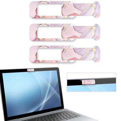 Picture of Webcam Cover, 3 Pieces, Laptop Camera Cover, Privacy Shielding Capacity is Twice as Big as The Traditional, Suitable for Computer Mobile Phones, laptops, Tablets and so on (Pink Marble)