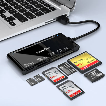 Picture of USB3.0 Multi-Card Reader, SD/TF/CF/Micro SD/XD/MS 7 in 1 Fast 5Gbps Memory Card Reader/Writer/Hub for SD SDXC SDHC CF CFI TF Micro SD Micro SDXC Micro SDHC MS MMC UHS-I Cards,for Windows/Linux/Mac OS