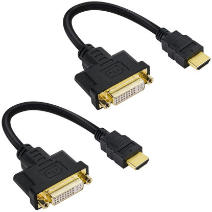 Picture of Togconn HDMI Male to DVI Female Adapter (2 Pack)，Bi-Directional DVI Female to HDMI Male Connector, Support 1080P Full HD Compatible for Roku, Xbox One, PS5，PS4，Blue-ray DVD, A/V Receivers-0.6ft