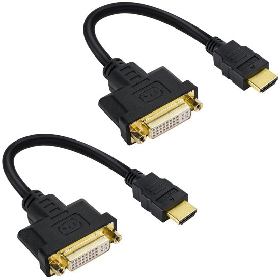 Picture of Togconn HDMI Male to DVI Female Adapter (2 Pack)，Bi-Directional DVI Female to HDMI Male Connector, Support 1080P Full HD Compatible for Roku, Xbox One, PS5，PS4，Blue-ray DVD, A/V Receivers-0.6ft