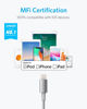 Picture of Anker 6ft Premium Nylon Lightning Cable [2-Pack], Apple MFi Certified for iPhone Chargers, iPhone Xs/XS Max/XR/X / 8/8 Plus / 7/7 Plus / 6/6 Plus / 5s, iPad Pro Air 2, and More (Silver)