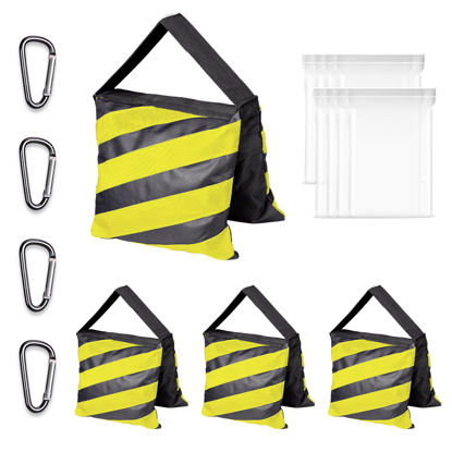 Picture of EMART Heavy Duty Sandbag Photo Studio Weight Bag Saddlebag Design for Photography Stand Light Stand Tripod, Outdoor Patio, Sports, Photo Sets, Film Sets, Live Productions -4 Packs Set(Orange)
