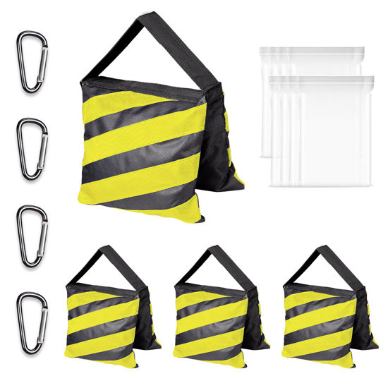 Picture of EMART Heavy Duty Sandbag Photo Studio Weight Bag Saddlebag Design for Photography Stand Light Stand Tripod, Outdoor Patio, Sports, Photo Sets, Film Sets, Live Productions -4 Packs Set(Orange)