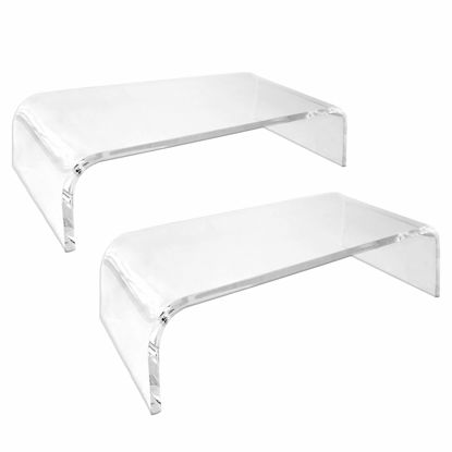 Picture of Mnixy AMT Premium Acrylic Clear Monitor Riser Laptop/PC/Multimedia Monitor Stand for Home Office (Small- 2 Pack)