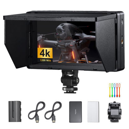 Picture of Godox GM55 Touch Screen DSLR Camera Field Monitor 5.5 Inch 4K 410nit 4K HDMI in and Out Exposure Focus 3D LUT 160°Wide View Angle DC/Battery 8V/1.5A Powered 1920x1080 External Monitor