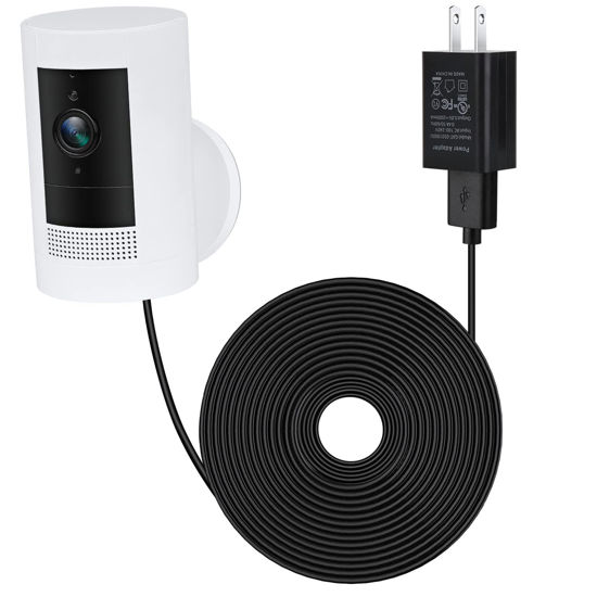 Picture of ALERTCAM Power Adapter for Ring Stick Up Cam Battery(3rd Gen), with 30ft/9m Weatherproof Outdoor Cable Continuously Charge Your Camera, No Need to Change The Batteries (Black)