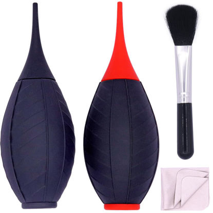 Picture of FUSMYE 2 Pack Air Blower Blaster Dust Cleaner with Cleaning Brush Cloth, Camera Cleaning Kit Camera Lens Blower, for Sensor LCD Screen Microscopes Musical Instruments Keyboards Telescope Filters