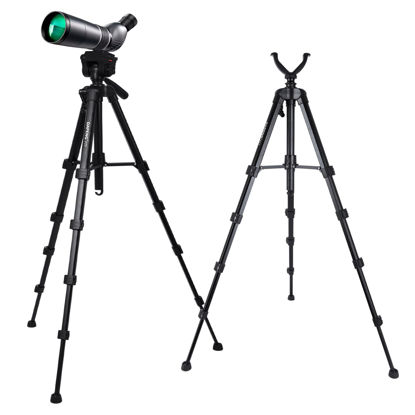 Picture of DAPENG Spotting Scope Tripod,Shooting Hunting Rest V Yoke Stand with Travel Bag and Phone Holder,Compatible with Monocular/Astronomical Telescope/DSLR Camera/Cell Phone/Projector (70 inch)