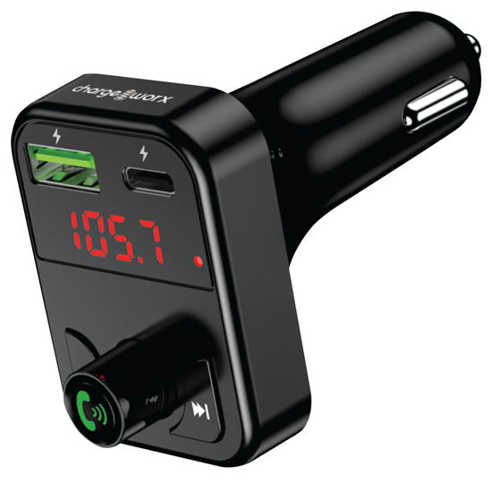 Picture of ChargeWorx FM Transmitter Bluetooth for Car, Fast USB-C and USB Car Chargers - Stream All Phone Music and Hands-Free Calls | Wireless Bluetooth Car Adapter | Stay Charged on The Go!