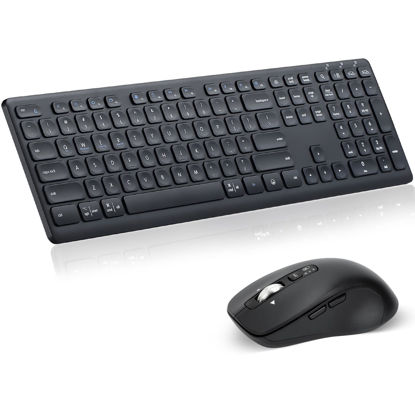 Picture of CITLLA M9300 Wireless Keyboard Mouse Combo, 2-in-1 USB Receiver and Two Bluetooth, Multi Device Silent Keyboard for Computer, Laptop, Office, Work