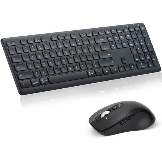 Picture of CITLLA M9300 Wireless Keyboard Mouse Combo, 2-in-1 USB Receiver and Two Bluetooth, Multi Device Silent Keyboard for Computer, Laptop, Office, Work