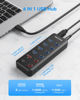 Picture of Powered USB 3.0 Hub, Wenter 6-Port USB Hub Splitter (4 Faster Data Transfer Ports+ 2Pcs 36W QC Charging Ports) with Individual LED On/Off Switches, USB Hub 3.0 Powered with Power Adapter