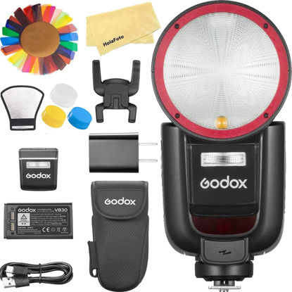 Picture of Godox V1 Pro C V1Pro C V1Pro-C V1ProC USA Version Round Head Camera Flash for Canon Flash Speedlite Speedlight,76Ws 2.4G TTL 1/8000 HSS,500 Full Power Flashes,1.3s Recycle Time,2980mAh Li-ion Battery