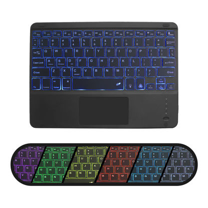 Picture of Wireless Bluetooth Keyboard with Touchpad for ipad - 7 Colors Backlit - Ultra-thin Keyboard Rechargeable for iPad Pro/iPad Air/iPad 9.7/iPad 10.2/iPad Mini and Other iOS Android Windows Devices
