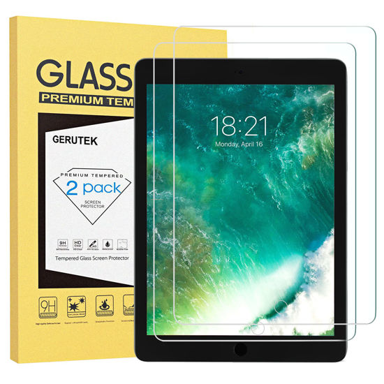 Picture of Gerutek 2 Pack iPad 9.7 Screen Protector, Tempered Glass Film Compatible as iPad 5/6th Generation, iPad Air 2/1, iPad Pro 9.7 Screen Protector, 9H Hardness, Apple Pencil Compatible