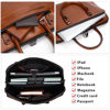 Picture of Blofinche Genuine Leather laptop Briefcase: Messenger shoulder bag 15 16 inch men macbook case women work satchel designer handbag Brown