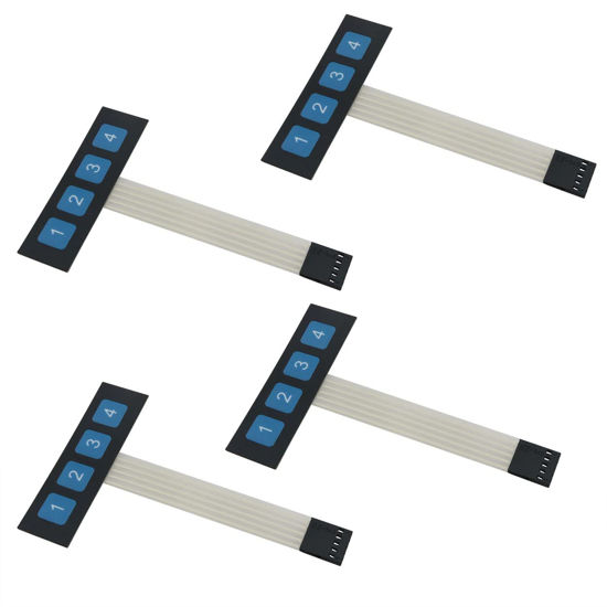 Picture of Ruiwaer 4PCS Matrix Array 4 Key Membrane Switch Keypad Keyboard Membrane 1x4 Keypad