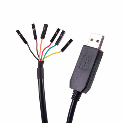 Picture of USB to TTL UART Serial 5V 3.3V Adapter Converter Cable 6 Pin 0.1 inch Pitch Female Socket TTL-232r-RPI Debug Terminal Cable With FTDI Chip for Windows 10 8 7 XP Vista Android Mac OS … (Logic 5V Level)