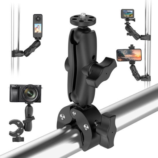 Picture of Taisioner Super Camera Clamp Mount 3.6" Socket Arm 360°Ball Head Magic Arm 1/4" Thread for Canon Nikon/Digital Camera/DSLR/Gopro/Insta360/LED Light(Gopro Adapter,Phone Holder)